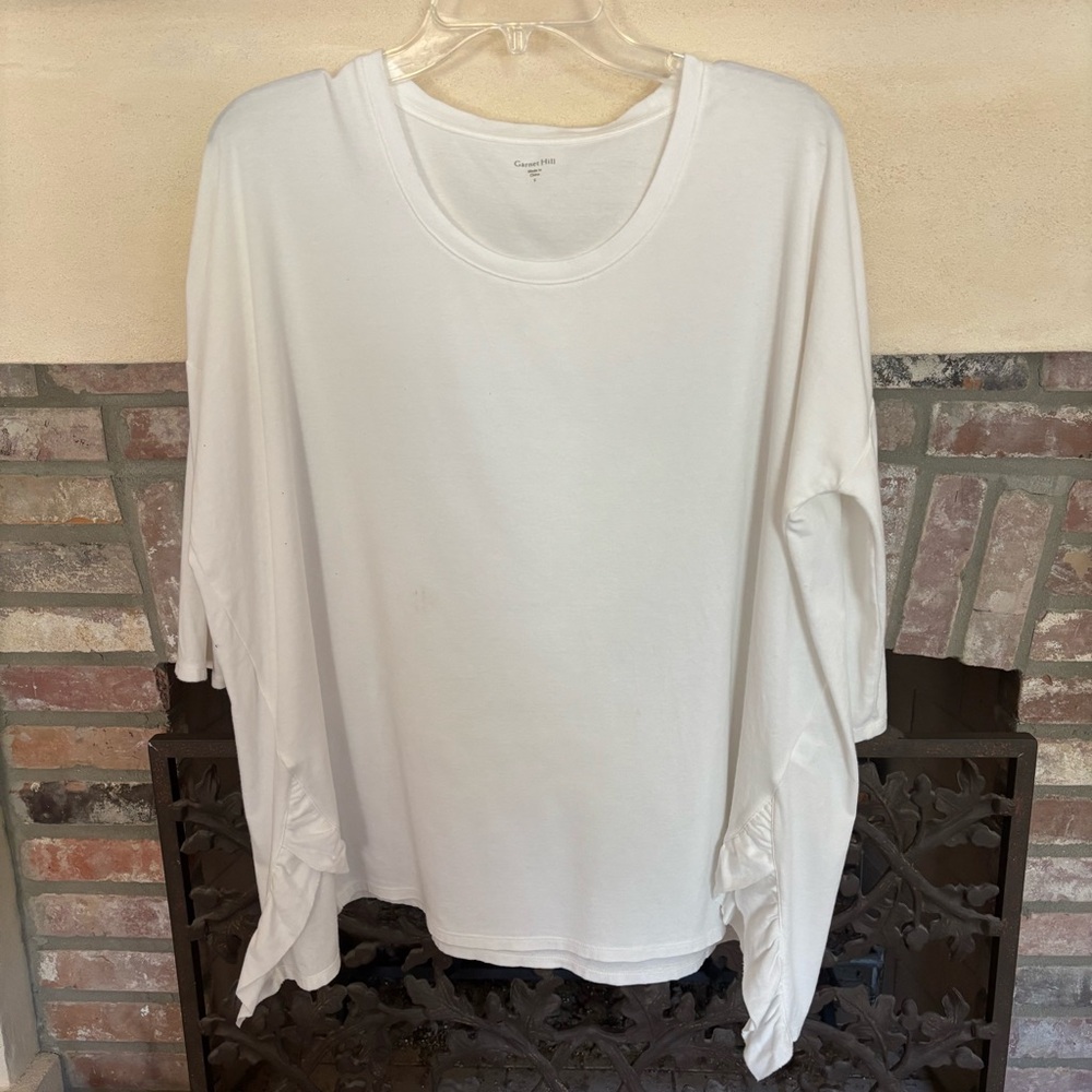 Garnet Hill Cream Mid Sleeve Top size S
